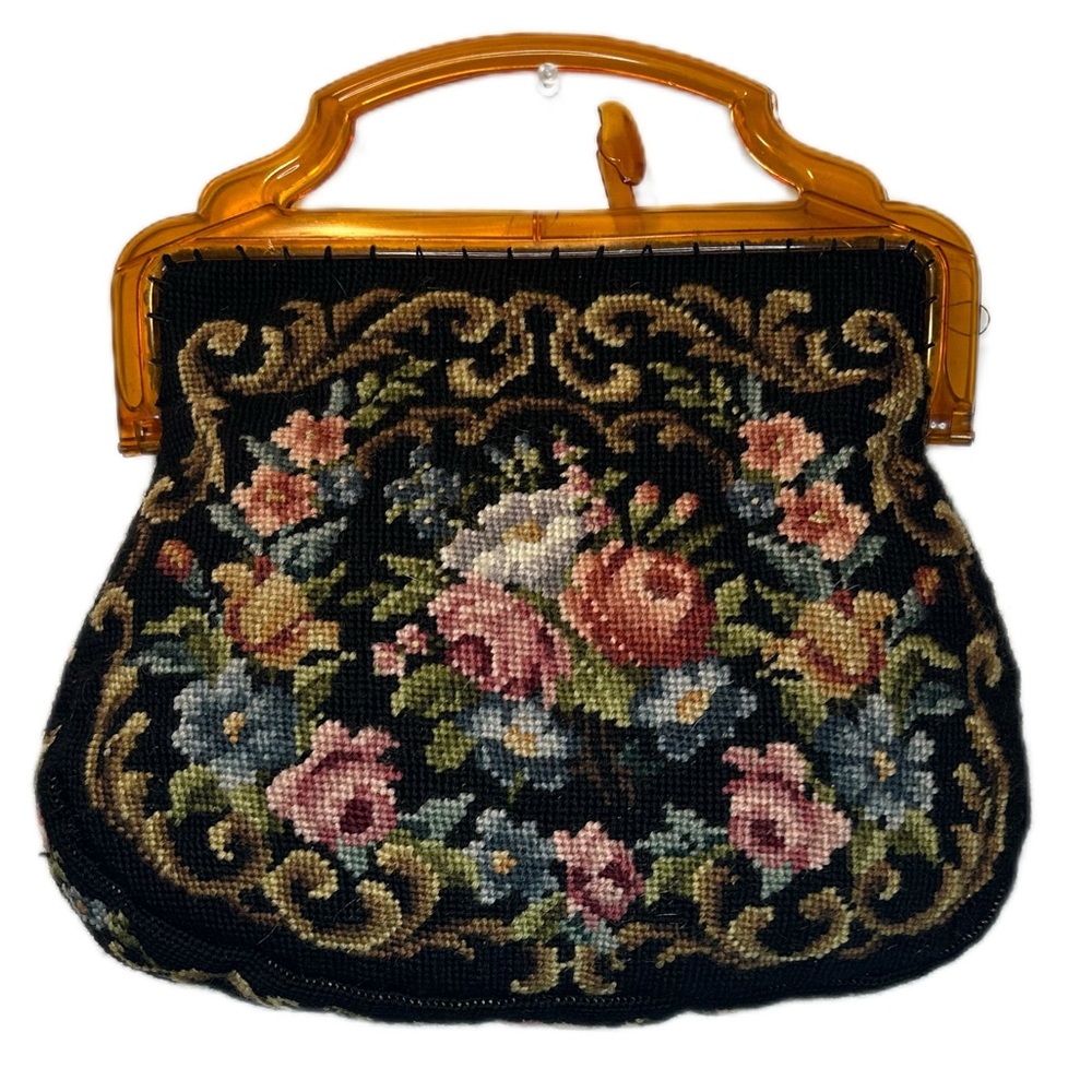 Vintage Floral needlepoint bag
